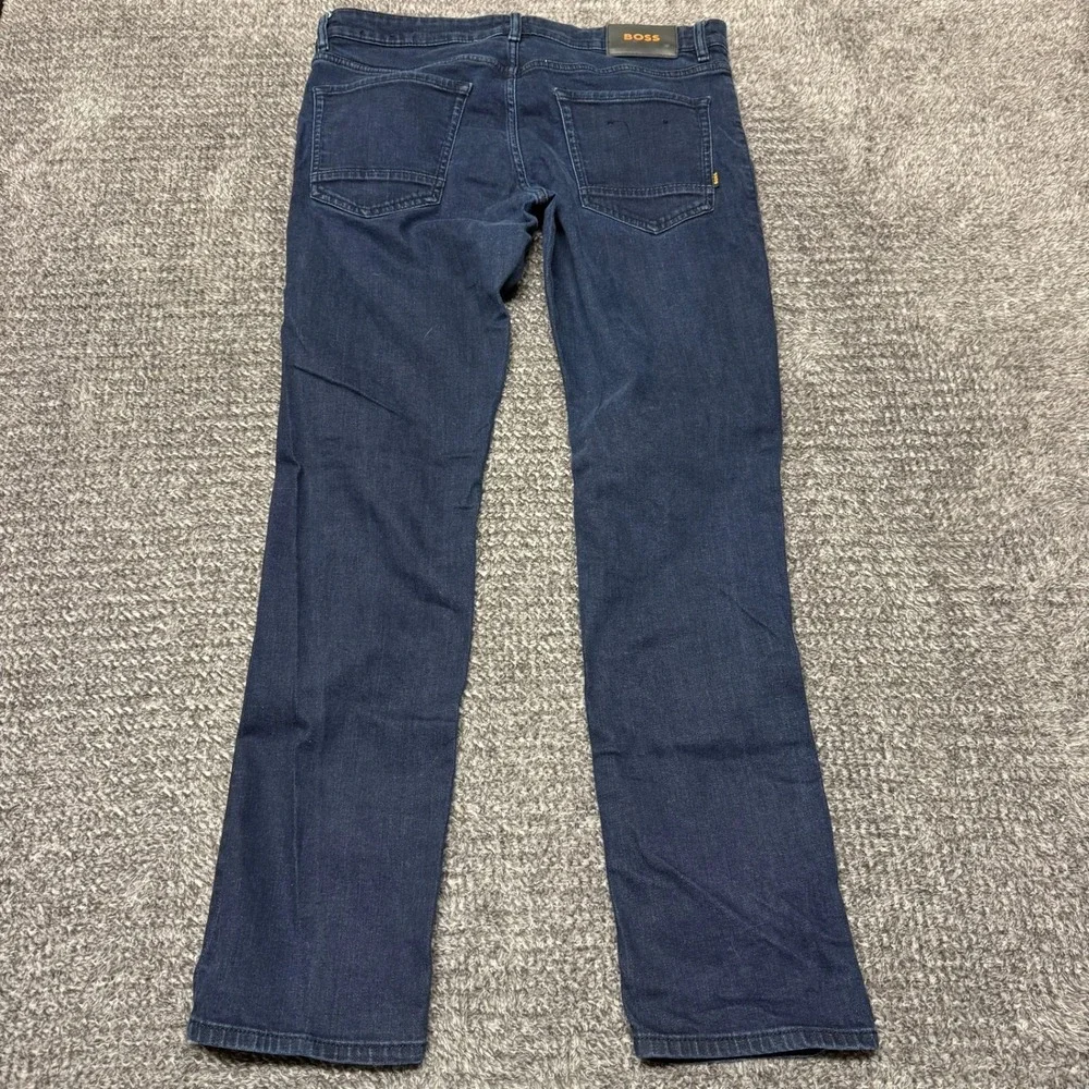 Hugo Boss Mens Maine Regular Fit Jeans Size 36x32 Blue Dark Wash Denim Pants - Picture 4 of 11